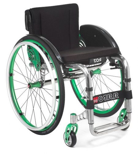 Offcarr EOS3 Ultra-lightweight and compact. The wheelchair has a hinged front titanium frame making it ultra-foldable